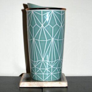 Starbucks 2017 Holiday Traveler 12oz Ceramic Tumbler – Mint Green Diamond Gold